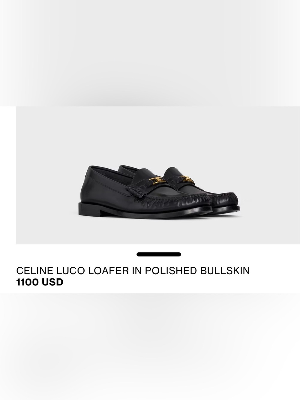 Celine Black Luco Leather Loafers with Gold Bit Sz 37.5 ( sz 7 1/2 )